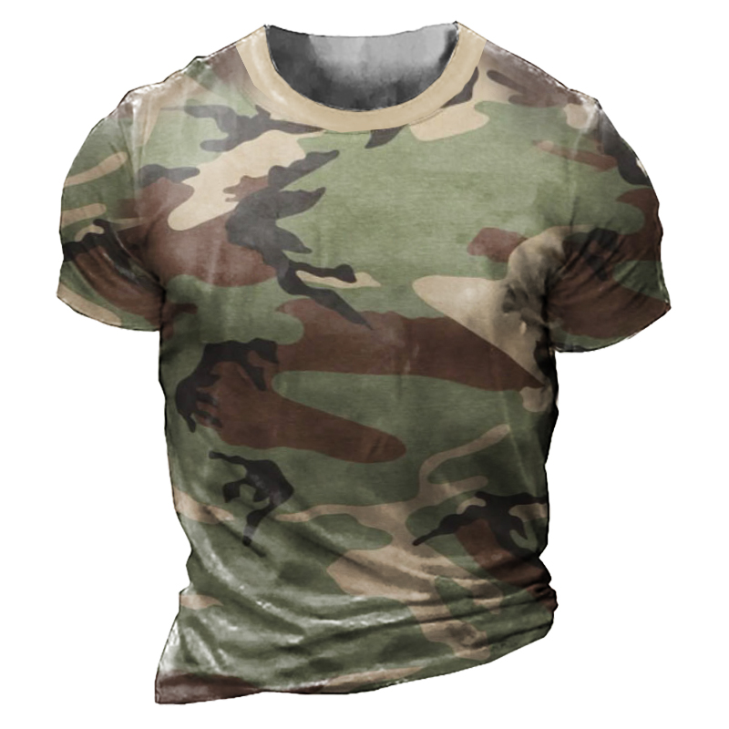 Men's Outdoor Tactical Camo Print Chic Short Sleeve