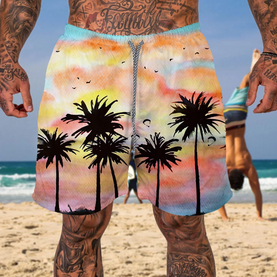 

Men's Casual Print Hawaiian Vacation Beach Shorts