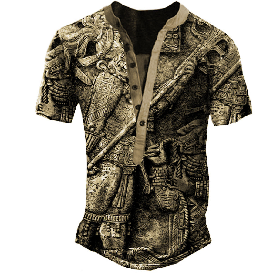 

Men's Aztec Henley Short Sleeve T-Shirt