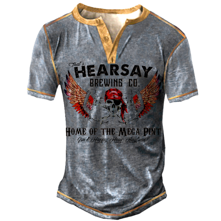 

Men's Outdoor Hearsay Drinking Print Henley Shirt