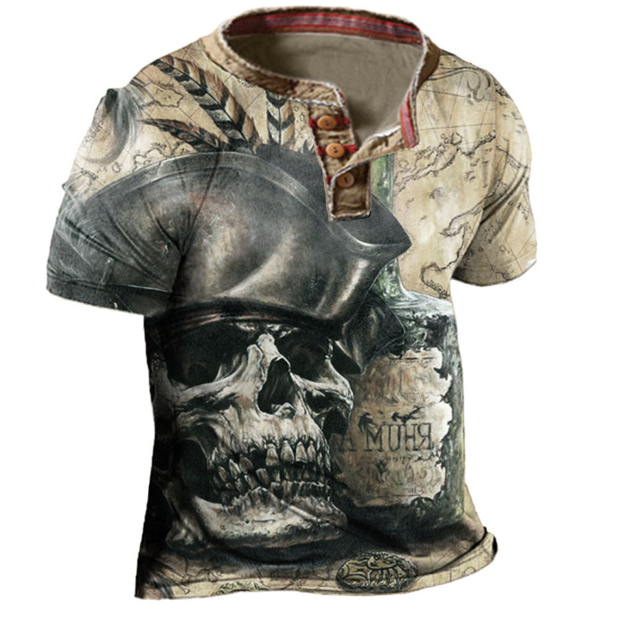 

Men's Pirate Henley Short Sleeve T-Shirt