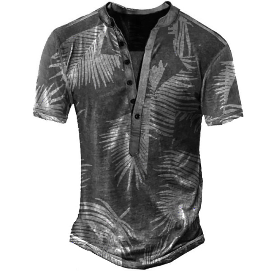 

Men's Hawaiian Print Henley Shirt