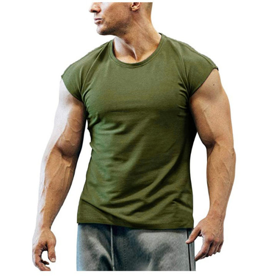 Men's Sleeveless Casual Sports Fitness Short Sleeve