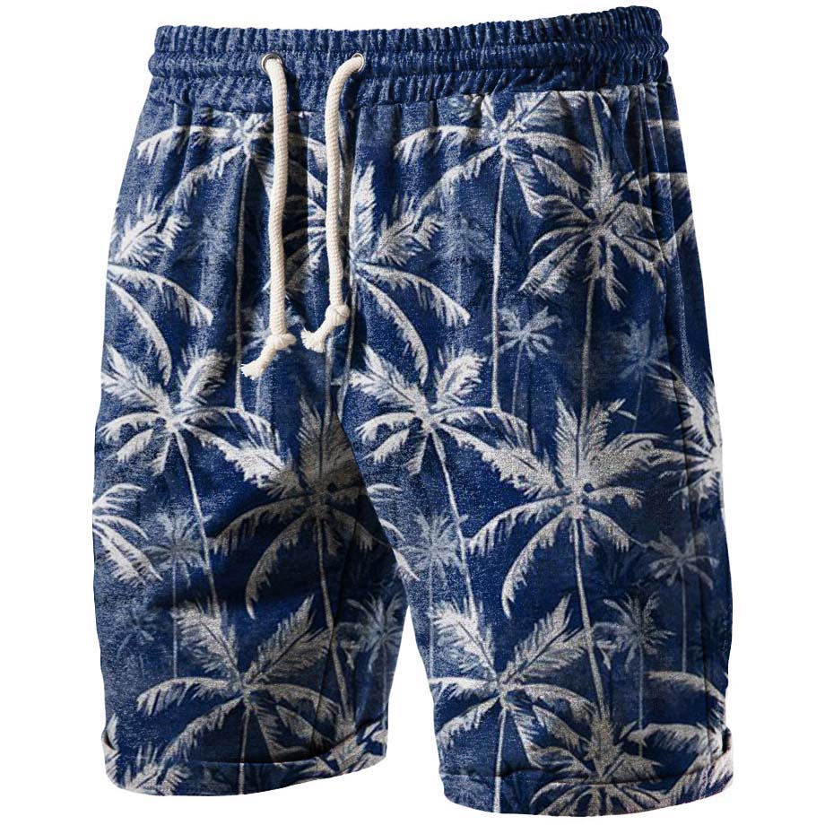 Men's Hawaiian Coconut Print Chic Pocket Shorts