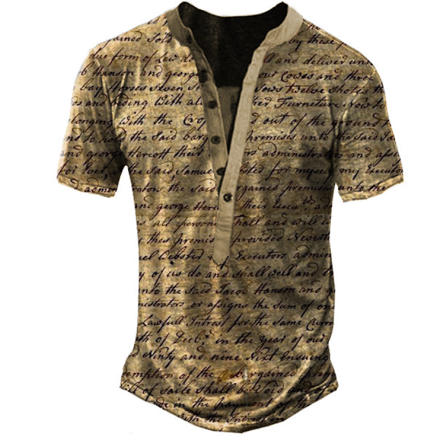 

Men's Book Henley Short Sleeve T-Shirt