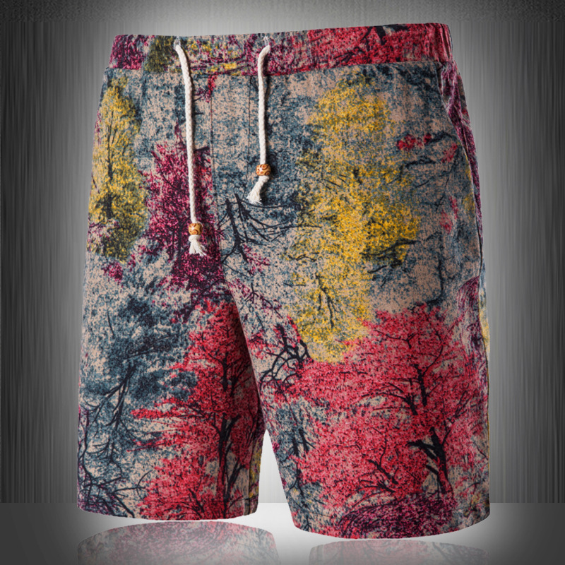 Vintage Print Men's Outdoor Chic Beach Shorts