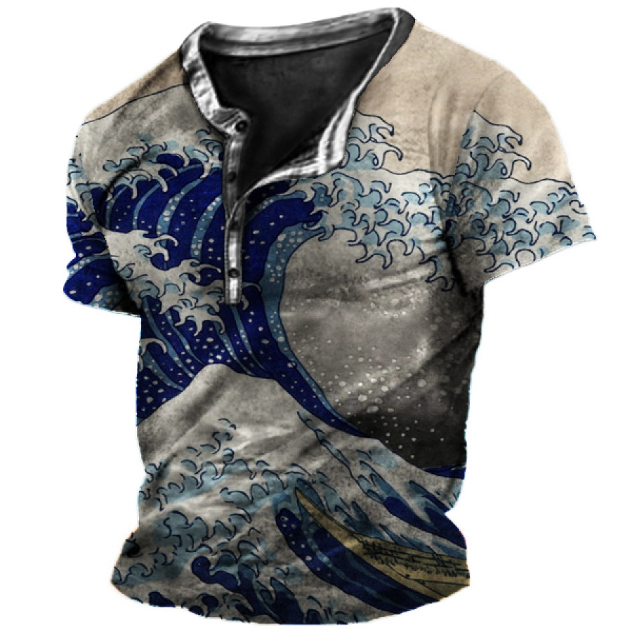 

Men's Waves Henley Short Sleeve T-Shirt