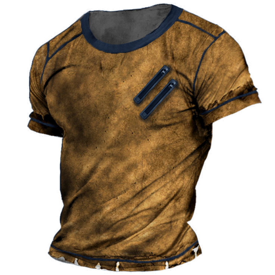 

Men's Outdoor Vintage Zip Pocket Short Sleeve T-Shirt