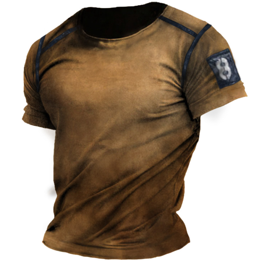 

Vintage Tactical Figure 8 Print Men's Biker Short Sleeve T-Shirt