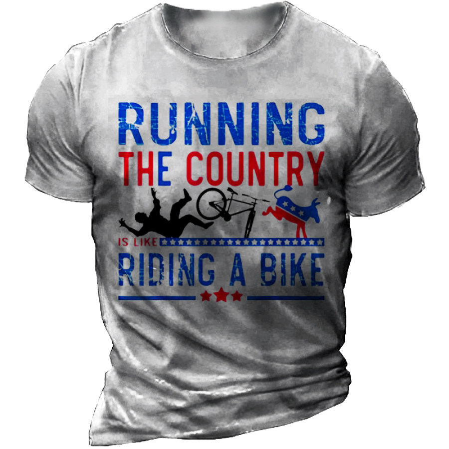 

Running The Country Is Like Riding A Bike Men's Donkey Pox Print T-Shirt