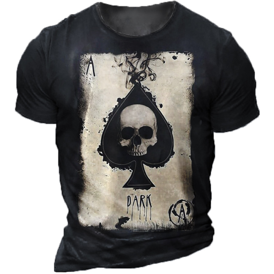 

Men's Outdoor Ace Of Spades Skull Print T-Shirt