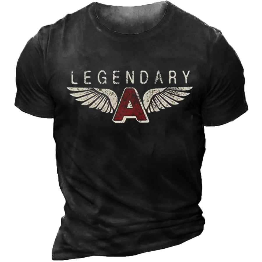 

Men's Outdoor Legendary Wings Letter Print T-Shirt