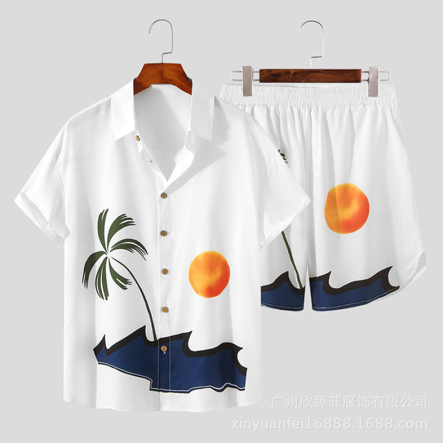 

Men's Coconut Beach Short Sleeve Shirt Shorts Set