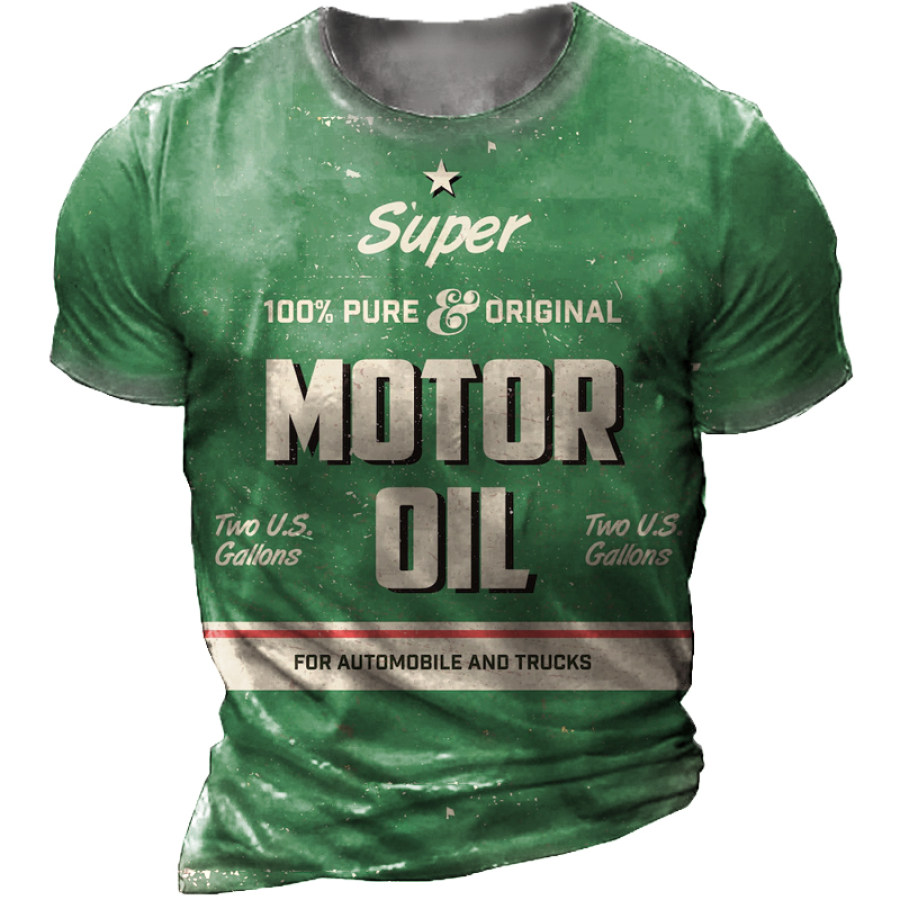 

Men's Vintage Super Motor Oil Print T-Shirt