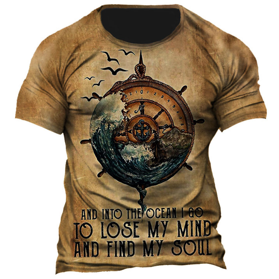 

Men's Vintage Sailing Lose My Mind Find My Soul Print T-Shirt