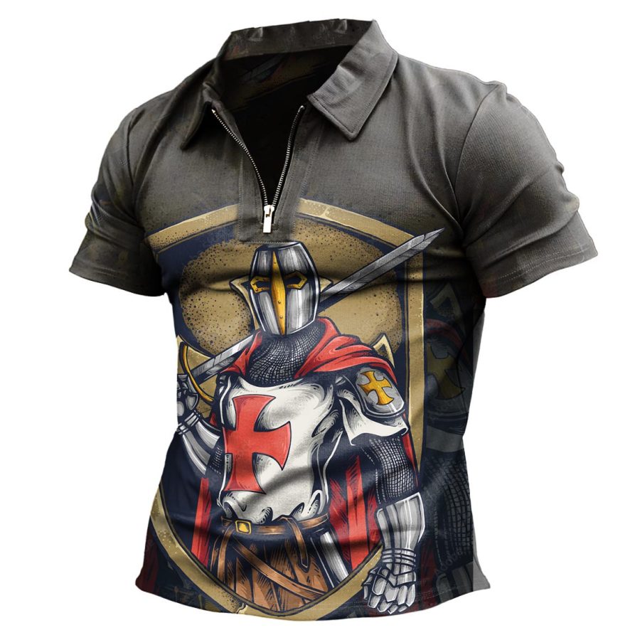 

Men's Outdoor Knights Templar Sword Print Polo T-Shirt