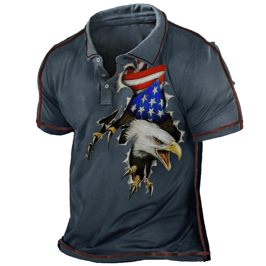 

Men's Vintage American Slogan Polo T-Shirt