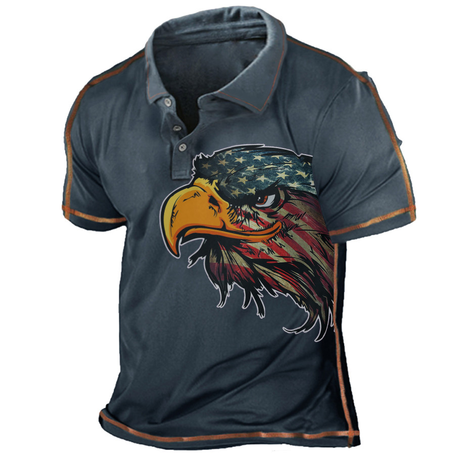 

Men's Vintage American Slogan Polo T-Shirt