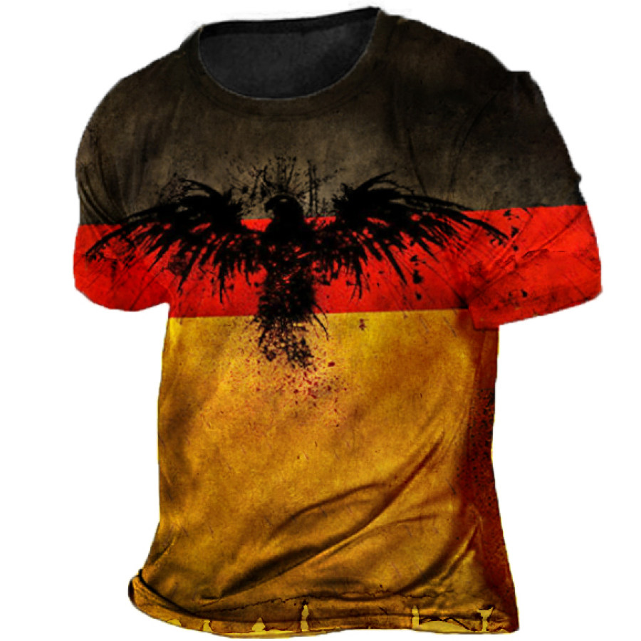 

Men's German Flag Vintage Eagle Print T-Shirt