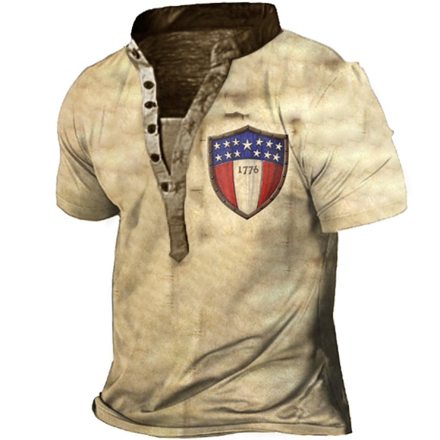 

Patriot Men's Vintage Print Tactical Henley T-Shirt