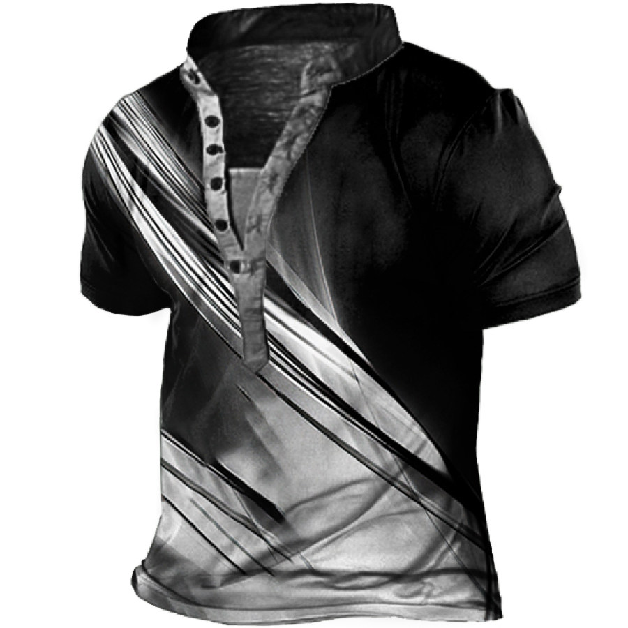 

Men's Gradient Shade Print Henley T-Shirt