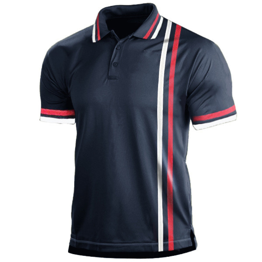 

Men's Outdoor Stripe Print Tactical Polo Shirt