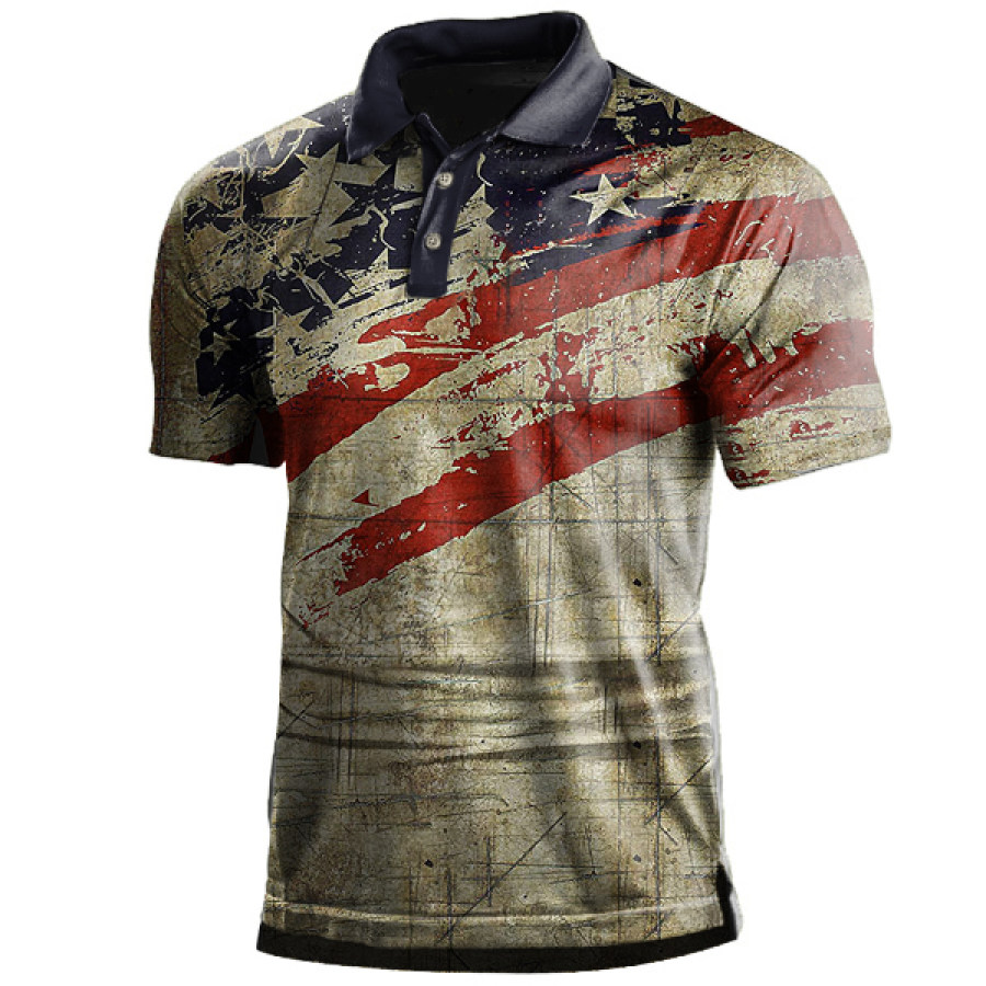 

Men's Patriotic American Flag Classic Fit Polo Shirt