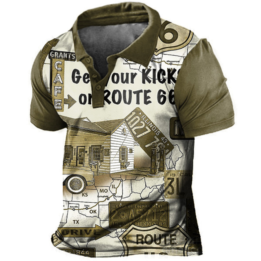 

Men's Outdoor Route 66 Print Polo T-Shirt