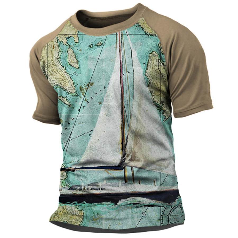 

Men's Outdoor Sailing Boat Print T-Shirt
