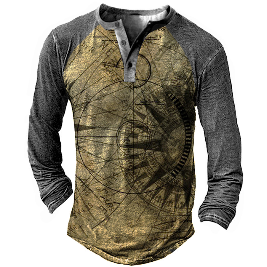 

Men's Outdoor Map Print Long Sleeve T-Shirt