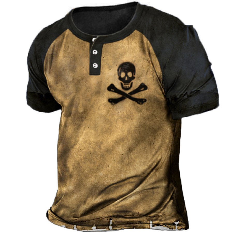 

Men's Vintage Raglan Sleeve Button Neck Henley Shirt