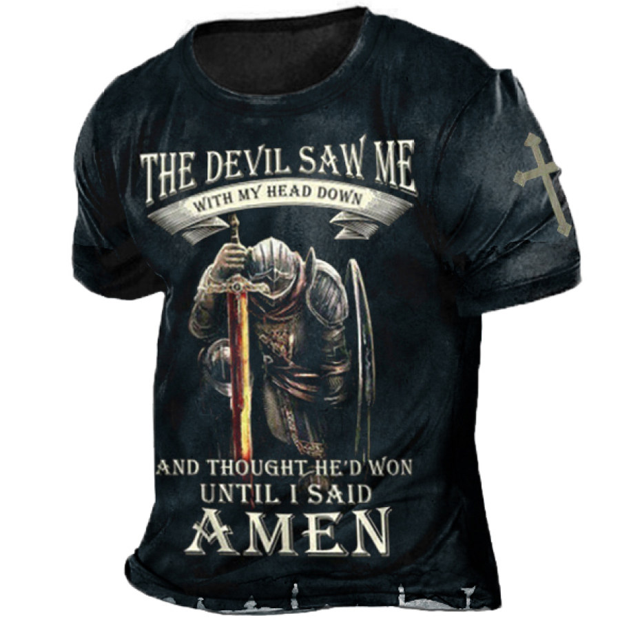 

Jesus Christ Lion Of Judah Knight Warrior Vintage Print T-Shirt