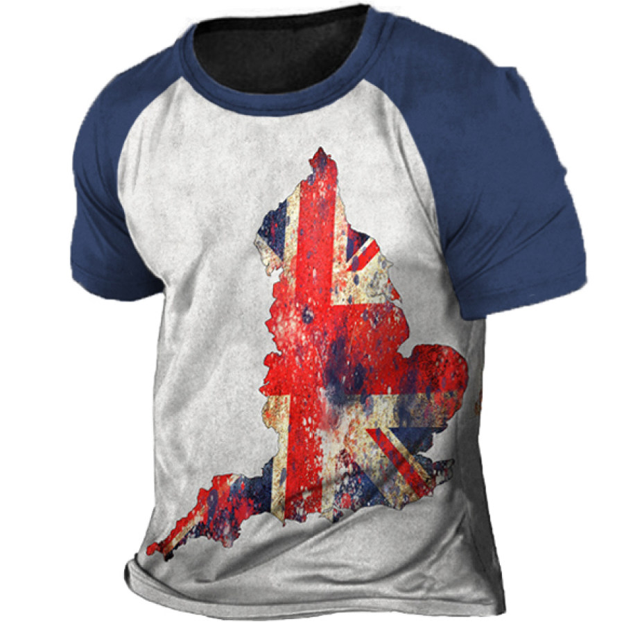 

England Map Men's Vintage Print T-Shirt