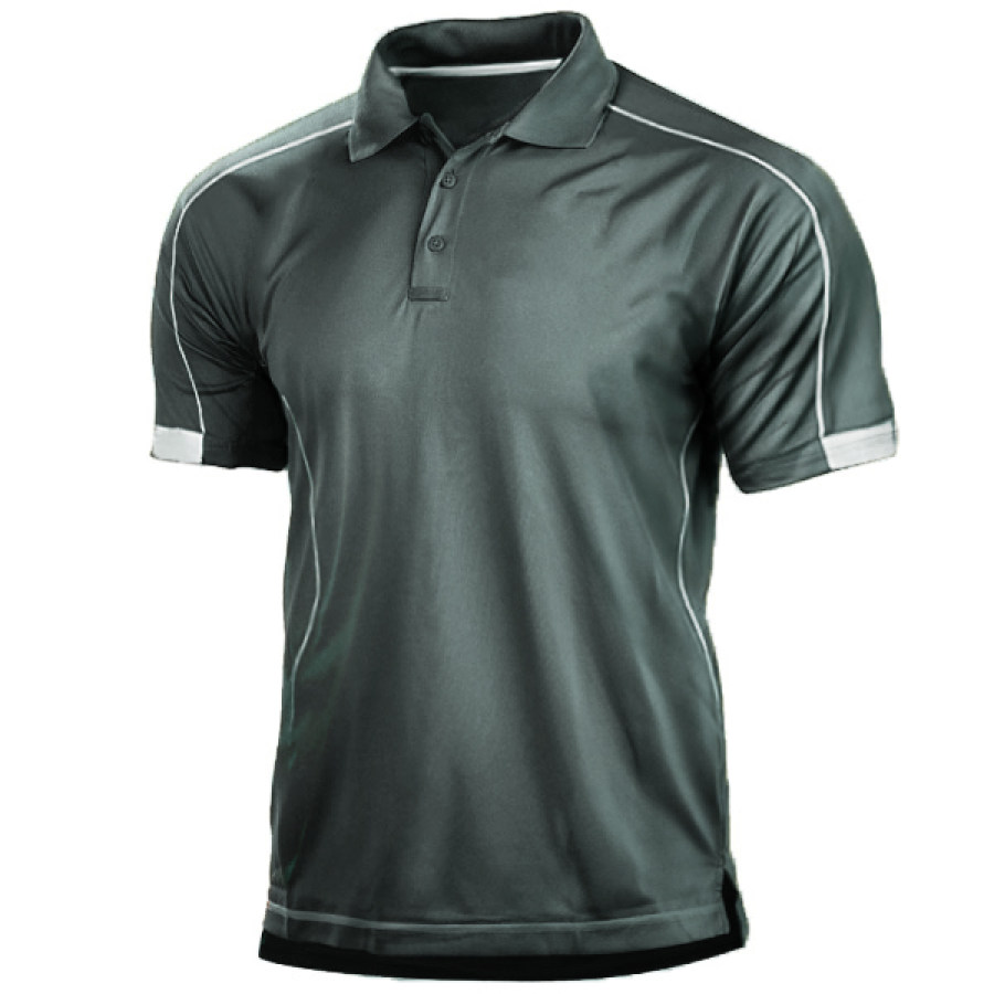 

Men's Outdoor Two Tone Patchwork Tactical Polo Shirt
