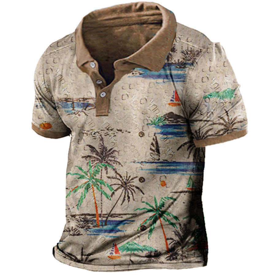 

Men's Outdoor Tactical Casual Commuter Stretch Resort Print Polo Shirt