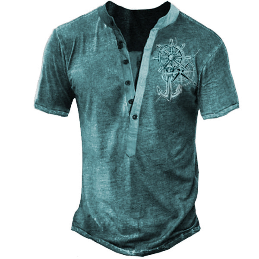 

Men's Anchor Waves Henley Short Sleeve T-Shirt