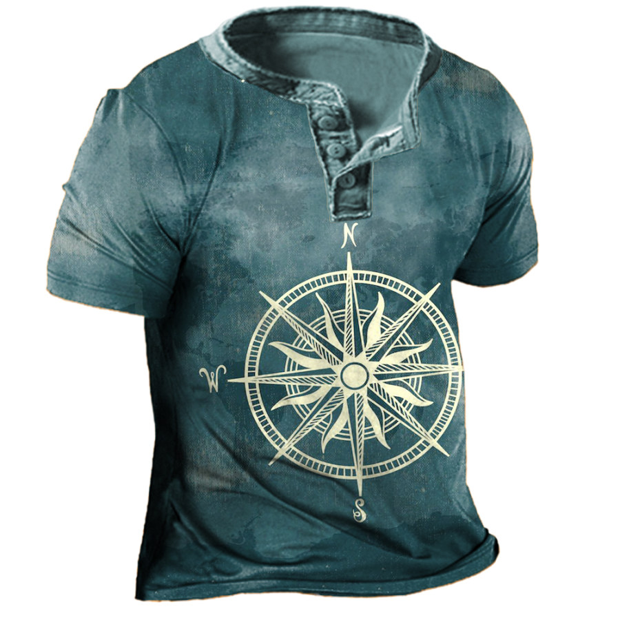 

Men's Anchor Henley Short Sleeve T-Shirt