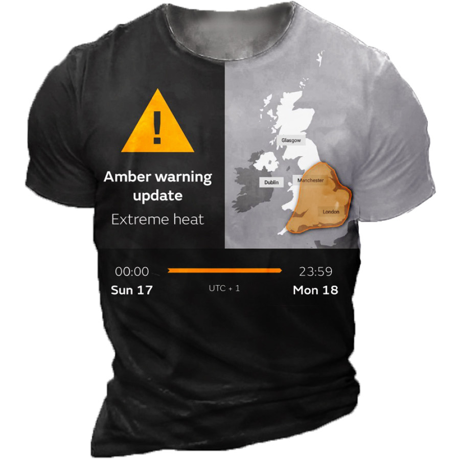 

UK National Heatwave Emergency Men's Letter Print T-Shirt