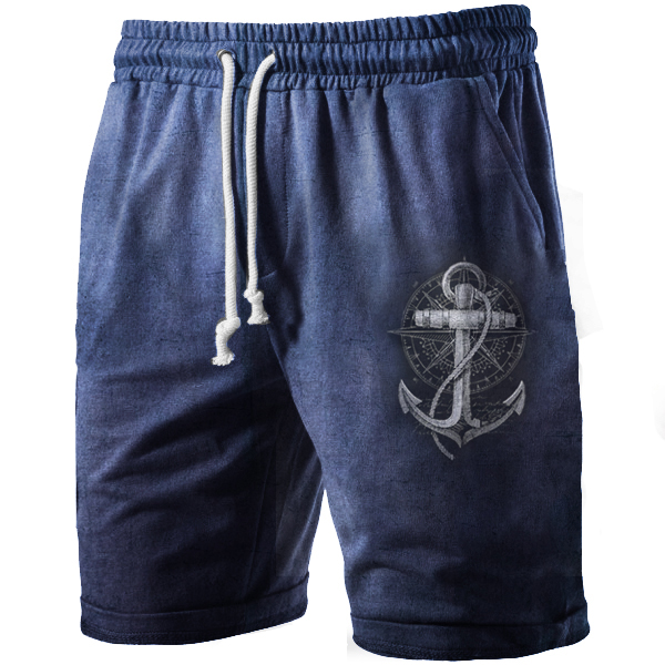 Nautical Anchor Print Men's Chic Vintage Shorts