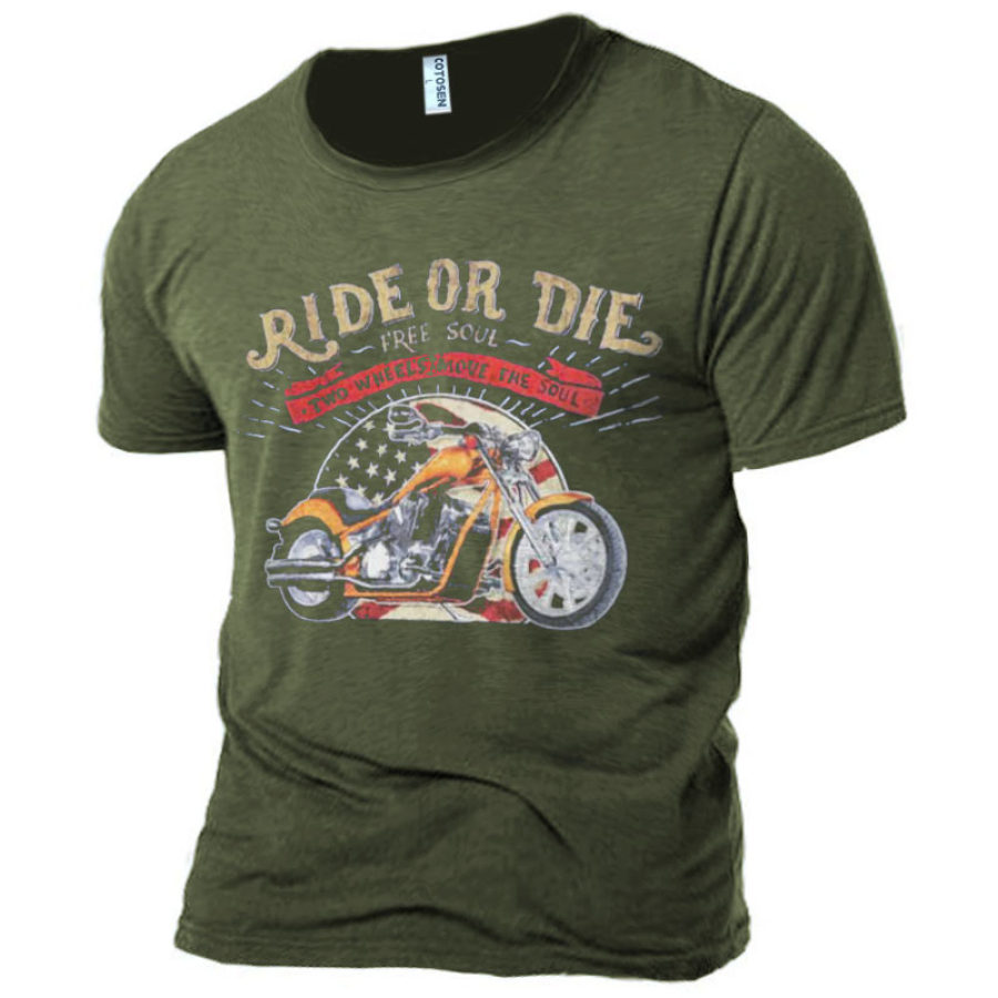 

Ride Or Die Men's Motorcycle Graphic Print T-Shirt