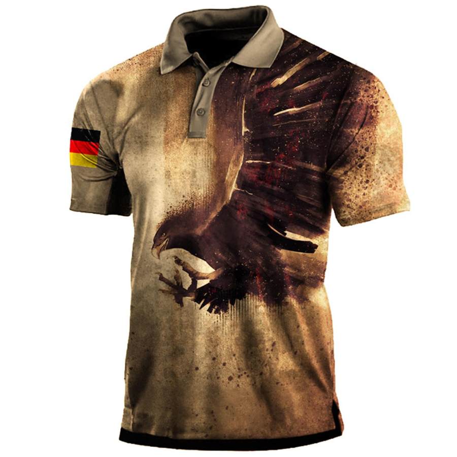 

Men's Vintage Eagle German Flag Print Polo T-Shirt