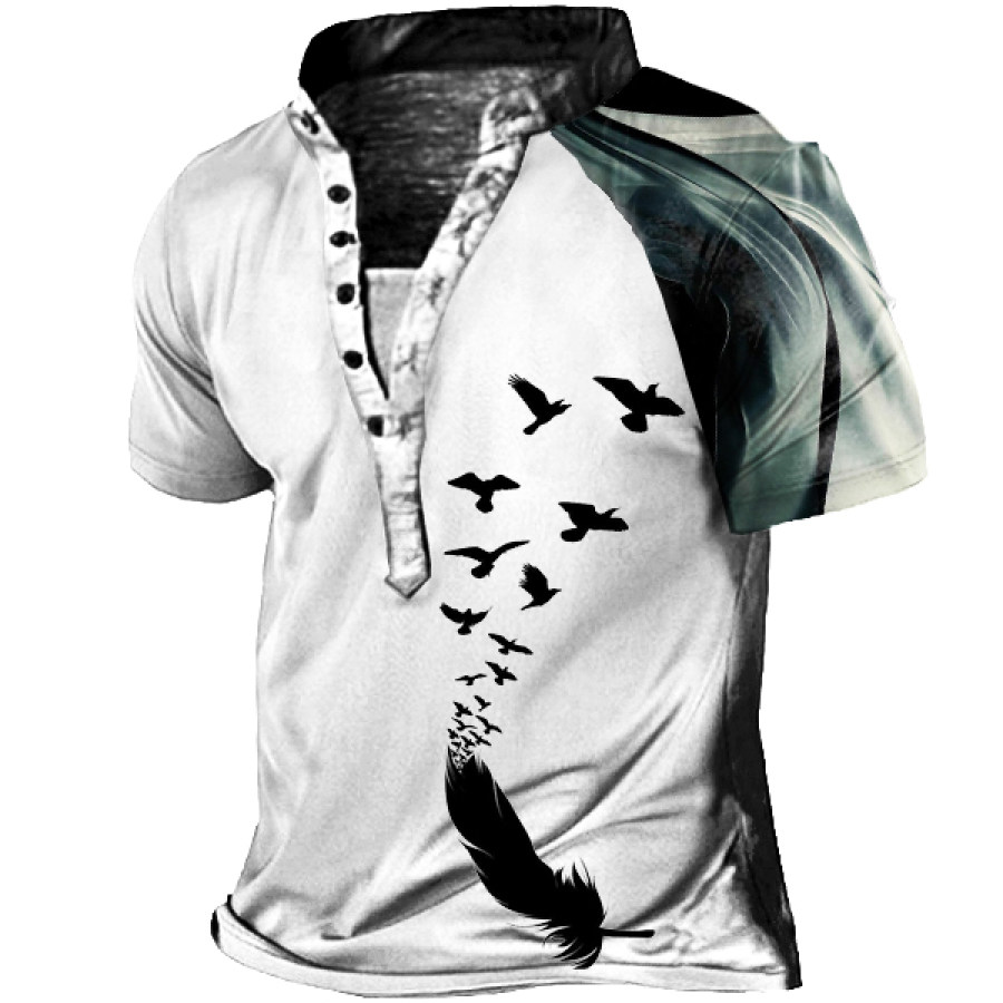 

Men's Feather And Bird Outdoor Tactical Henley T-Shirt