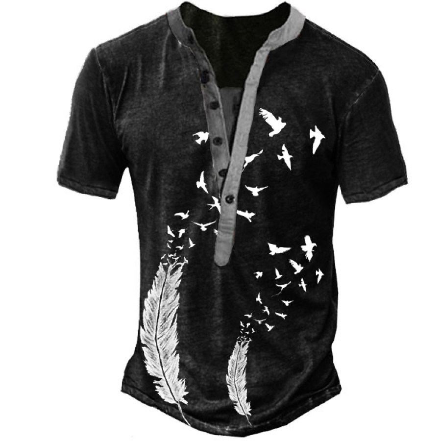 

Men's Feather And Bird Outdoor Tactical Henley T-Shirt