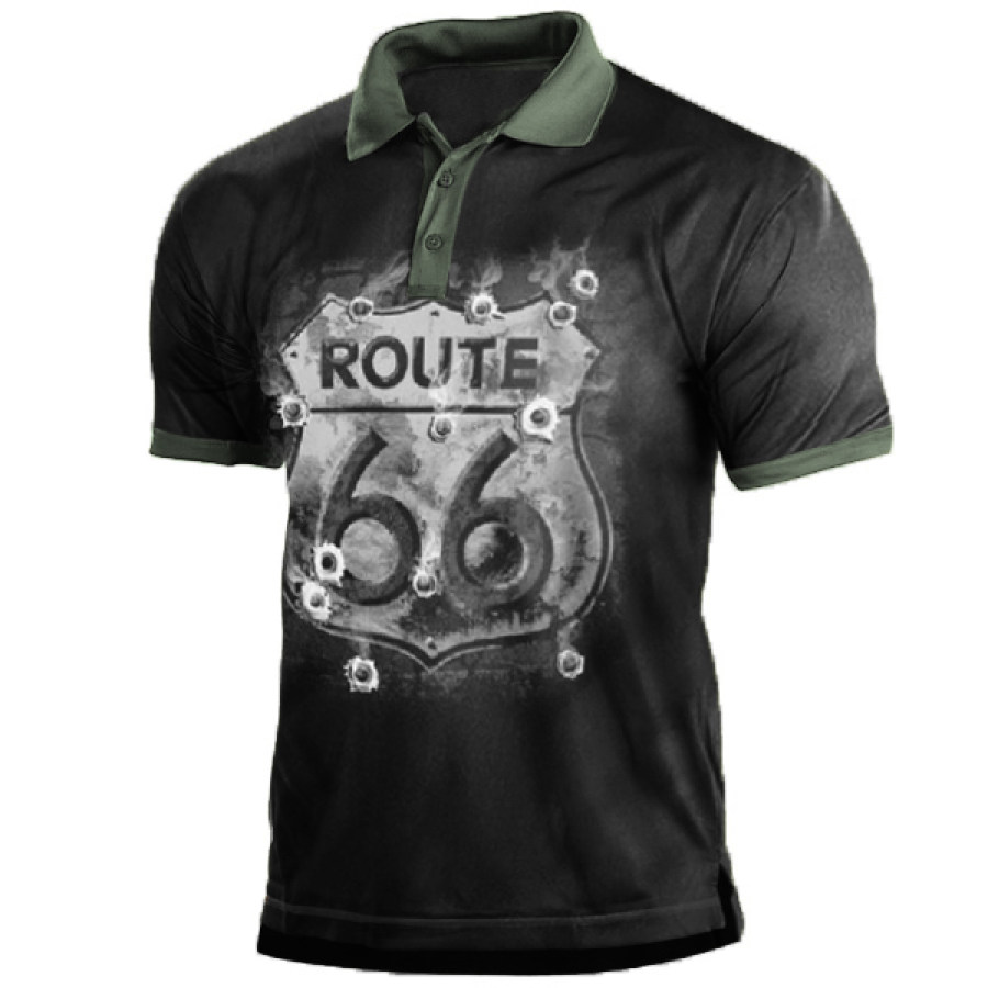 

Mens Route 66 Printed Outdoor Tactical Polo Shirt