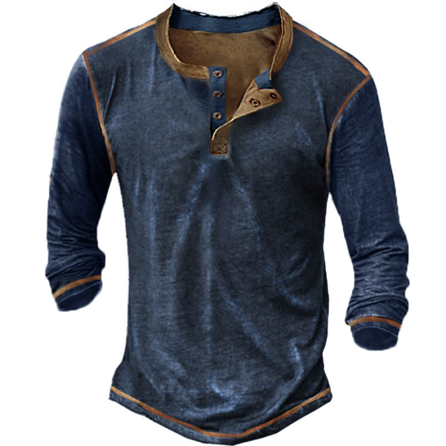 

Men's Outdoor Retro Tactical Long Sleeve Henley Shirt