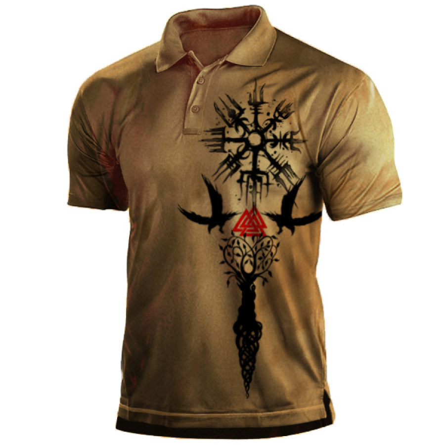 

Men's Outdoor Vintage Print Polo Shirt