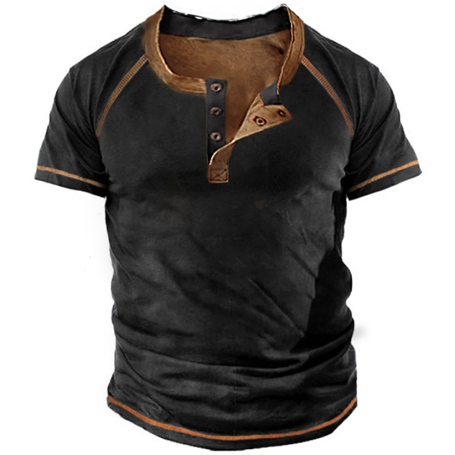

Men's Outdoor Retro Tactical Short Sleeve Henley Shirt