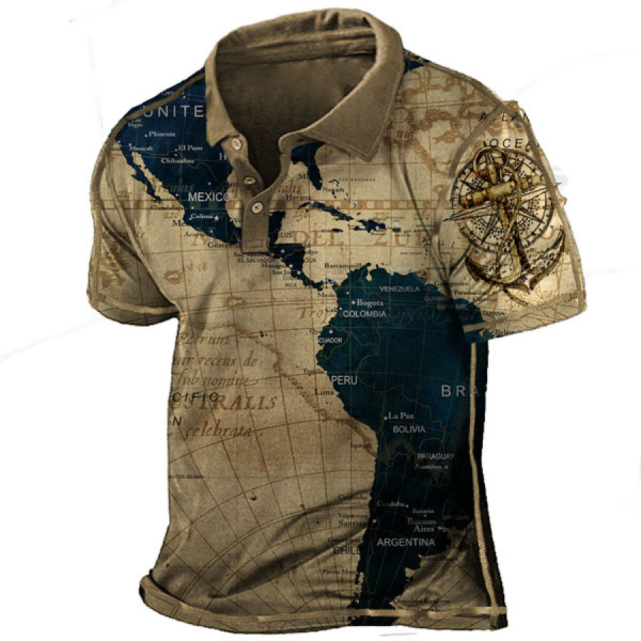 

Men's World Map Polo T-shirt