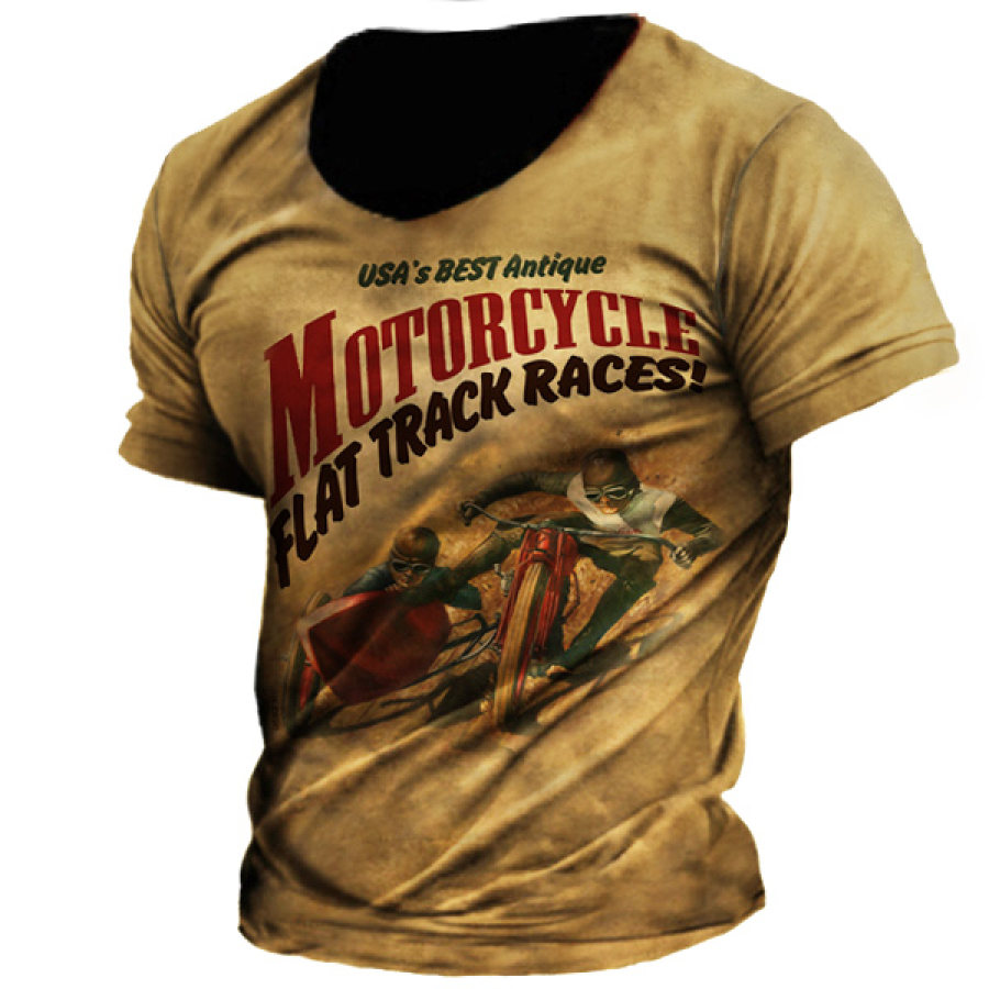 

Men's Vintage Motorcycle Races Print T-Shirt
