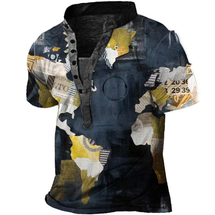 

Men's World Map Henley T-shirt